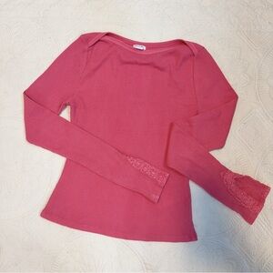 Kimchi Blue Lola Lace Trim Boatneck Top S (tag missing when i received)